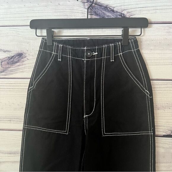 H&M Black & White Contrast Stitch High Waisted Ankle Pants - Picture 3 of 8